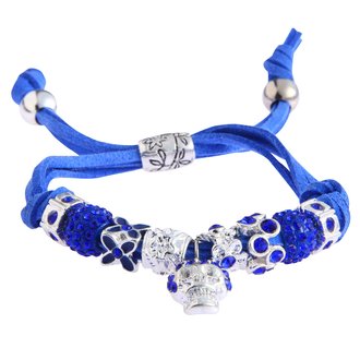 LSB0035- Royal Blue Crystal Bracelet With Skull Charm