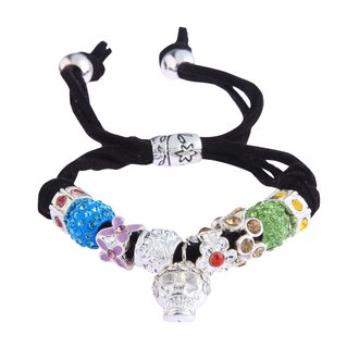 LSB0035- Multi Colour Crystal Bracelet With Skull Charm