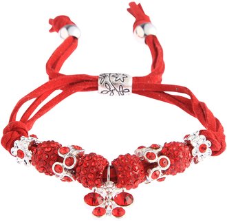 LSB0036- Red Crystal Bracelet With Dragonfly Charm