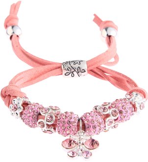 LSB0036- Pink Crystal Bracelet With Dragonfly Charm