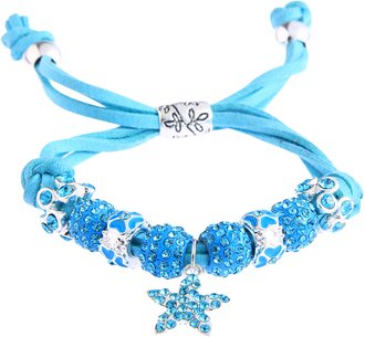 LSB0037- Teal Crystal Bracelet With Star Charm