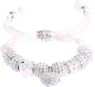 LSB0038-White Crystal Bracelet With Heart Charm