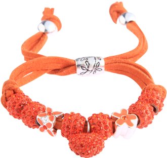 LSB0038-Orange Crystal Bracelet With Heart Charm