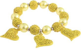 LSB0041- Wholesale & B2B Lemonade Yellow Crystal Bracelet With Heart Charms Supplier & Manufacturer