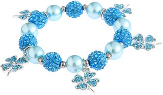 LSB0043- Wholesale & B2B Teal Crystal Bracelet With Butterfly Charms Supplier & Manufacturer