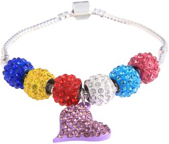 LSB0046- Multi Colour Crystal Bracelet With Heart Charm