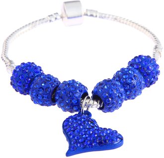 LSB0046- Blue Crystal Bracelet With Heart Charm