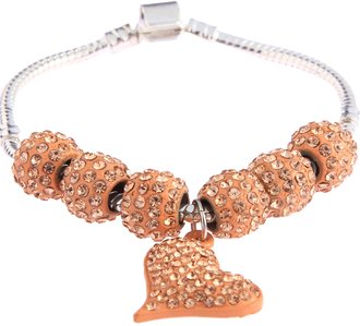 LSB0046- Champagne Crystal Bracelet With Heart Charm