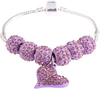 LSB0046- Purple Crystal Bracelet With Heart Charm