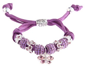 LSB0036- Purple Crystal Bracelet With Dragonfly Charm