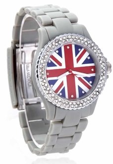 LSW008- Wholesale & B2B Grey Diamante Union Jack Watch Supplier & Manufacturer
