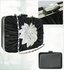LSE006 - Black Gorgeous Crystal  Satin Rouched Brooch Hard Case Black Evening Bag