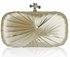 LSE0031 - Beige Pleated Satin Clutch Bag