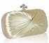 LSE0031 - Beige Pleated Satin Clutch Bag