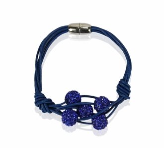 LSB0055- Blue Crystal Bracelet With Pearl Charm