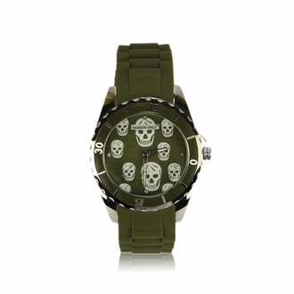 LSW0013- Unisex Olive Skull Watch