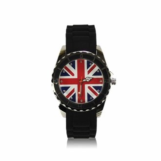 LSW0014- Wholesale & B2B Black Diamante Union Jack Watch Supplier & Manufacturer