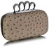 LSE00188 - Nude Ostrich Skin Knuckle Clutch/Crossbody purse