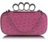 LSE00188 - Pink Ostrich Skin Knuckle Clutch/Crossbody purse