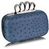 LSE00188 - Navy Ostrich Skin Knuckle Clutch/Crossbody purse