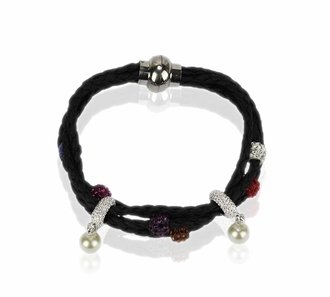 LSB0056- Multi Colour Crystal Bracelet With Pearl Charm