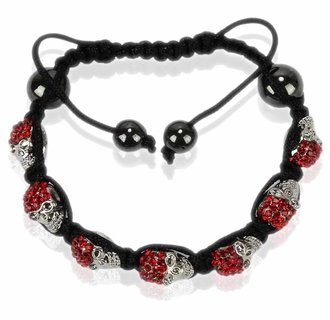 LSB0049- Red Crystal Skull Bracelet