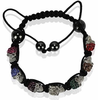 LSB0049- Multi Colour Crystal Skull Bracelet