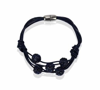 LSB0055- Navy Crystal Bracelet With Pearl Charm