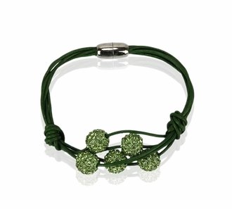 LSB0055- Light Green Crystal Bracelet With Pearl Charm