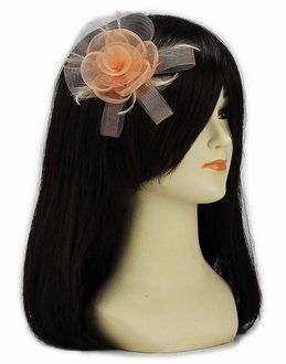 LSH00154- Nude Feather & Mesh Flower Fascinator on Clip