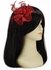 LSH00143 - Red Feather and Mesh Flower Fascinator