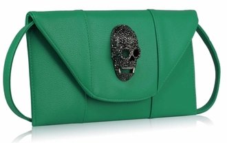 LSE00144 - Emerald Skull Clutch purse