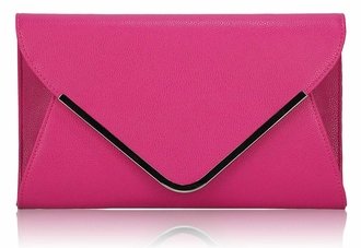 LSE00166 -  Fuchsia Large Flap Clutch purse