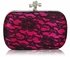 LSE00215 - Classy Fuchsia Ladies Lace Evening Clutch Bag