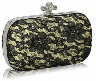 LSE00215 - Classy Gold Ladies Lace Evening Clutch Bag