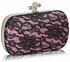 LSE00215 - Classy Pink Ladies Lace Evening Clutch Bag
