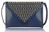 LSE00205 - Navy Large Slim Clutch Bag With Studded Flap