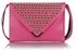 LSE00205 - Pink Large Slim Clutch Bag With Studded Flap