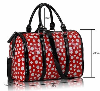 red polka dot purse