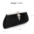 LSE00221 - Black Satin Clutch Bag With Crystal Decoration