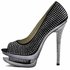 LSS00130 - Black Double Platform Crystal High Heel Peeptoe Shoes