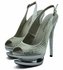 LSS00129 - Ivory Double Platform Crystal High Heel Peeptoe Shoes