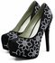 LSS00122 - Black Diamante Covered Platform Stiletto Heel Shoes