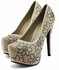 LSS00122 - Champagne Diamante Covered Platform Stiletto Heel Shoes