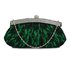LSE00216 - Green Floral Satin Lace Clutch Bag