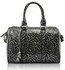 LS7008B - Black Patent Animal Print Bowling Handbag