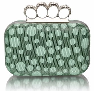 LSE00223 - Green Women's Knuckle Rings Clutch With Crystal Decoration