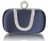 LSE00224 - Navy Sparkly Crystal Satin Clutch purse