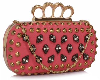 LSE00231- Wholesale & B2B Pink Women's Knuckle Rings Evening Bag Supplier & Manufacturer