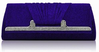 LSE00238 - Blue Diamante Evening Clutch Bag